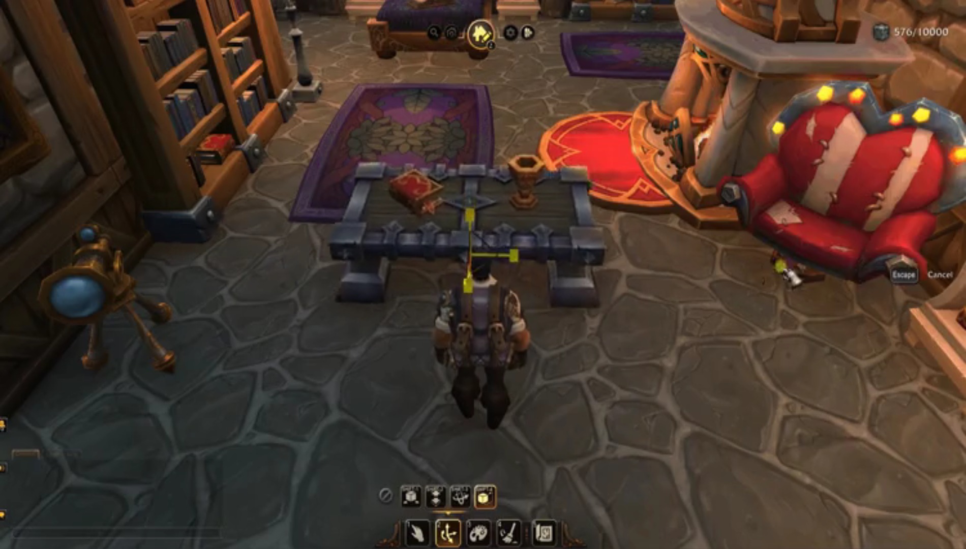 World of Warcraft'ta mobilyaları yeniden boyutlandıran bir oyuncunun oyun içi ekran görüntüsü