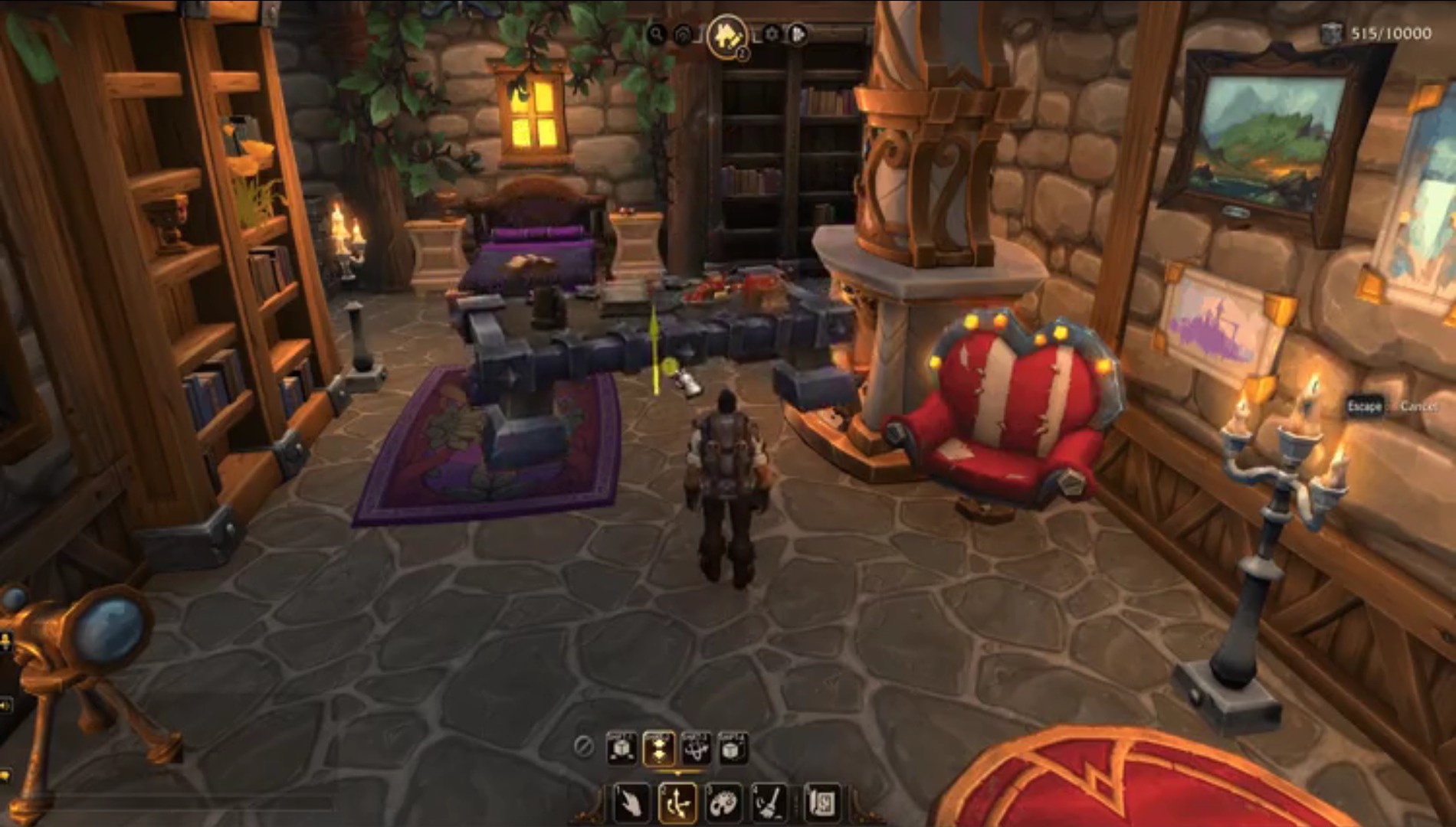 World of Warcraft'ta havaya mobilya yerleştiren bir oyuncunun oyun içi ekran görüntüsü