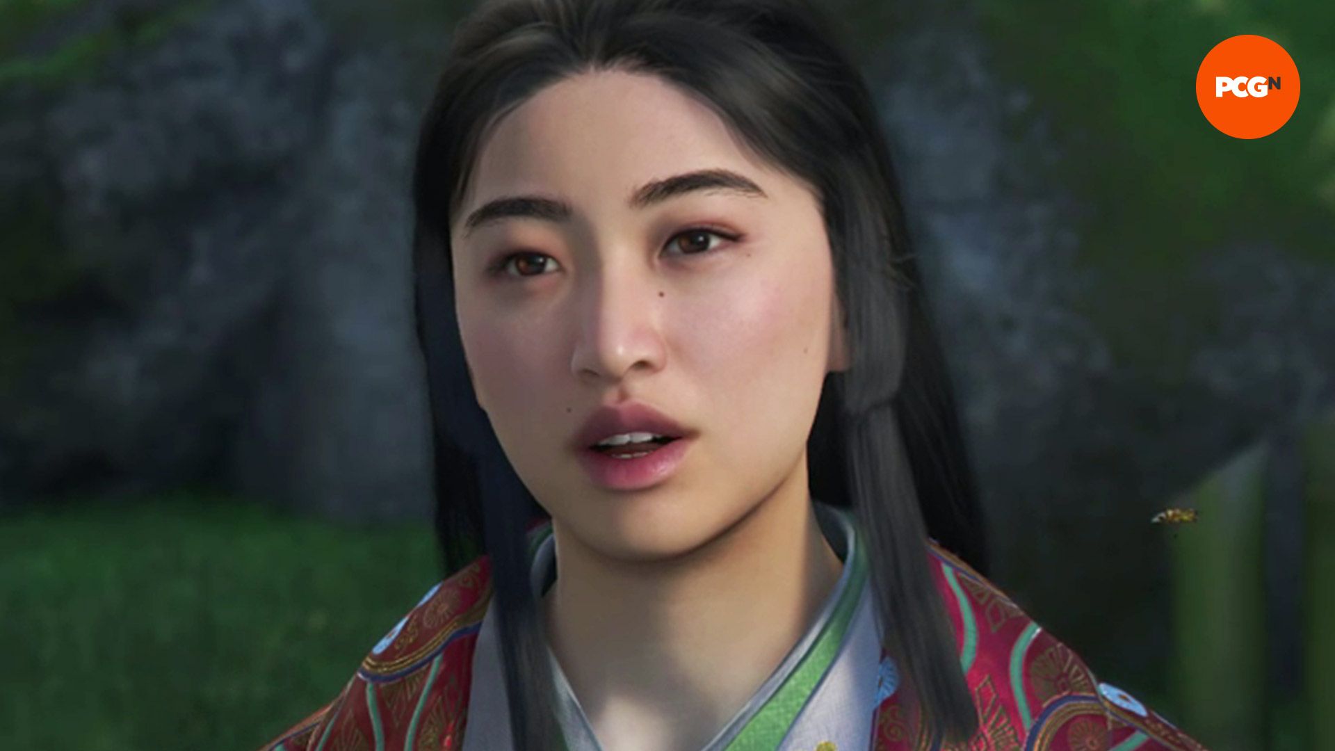 Assassin's Creed Shadows Romance Seçenekleri: Lady Oichi, uzun siyah saçları ve kırmızı kimono ile