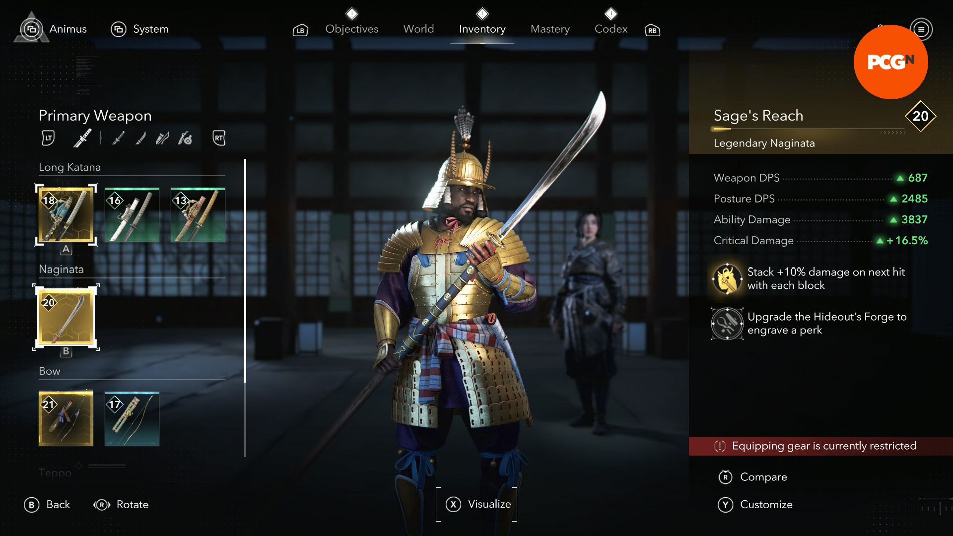 Assassin's Creed Shadows En İyi Silahlar: Yasuke büyük bir naginata tutuyor