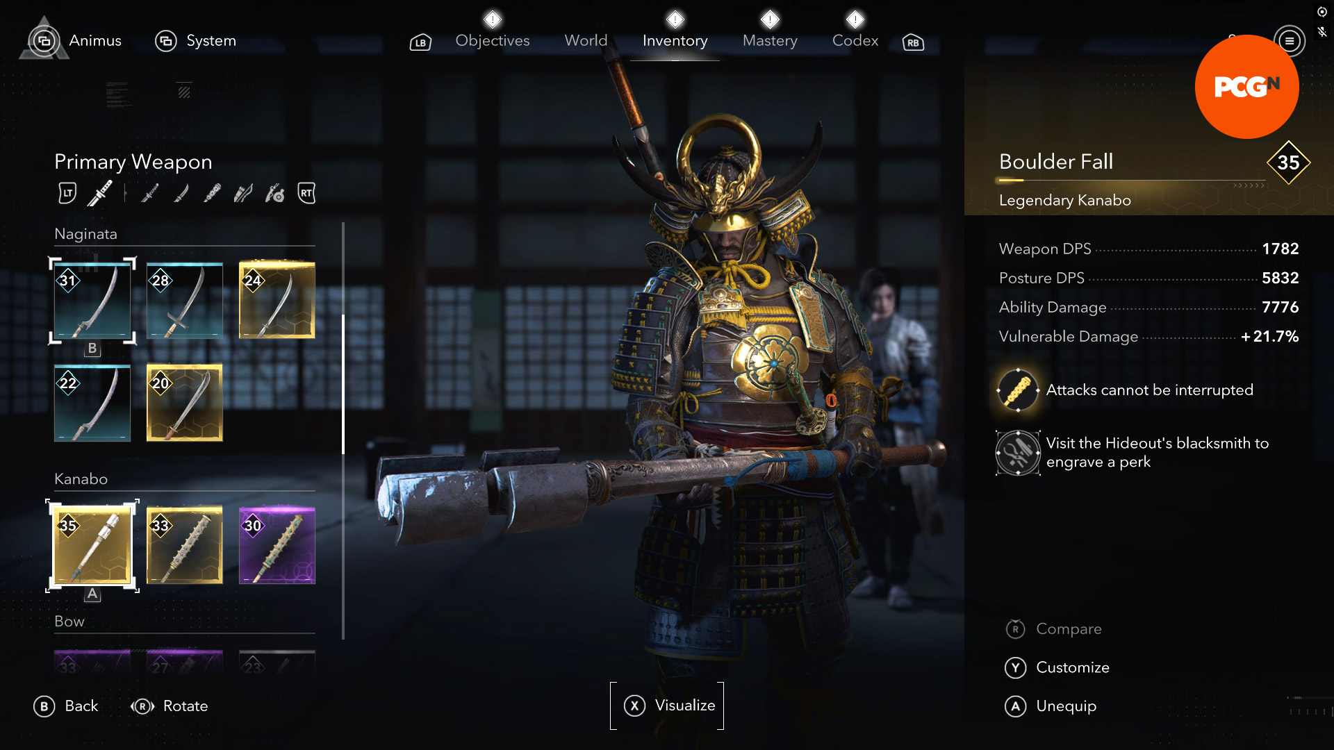 Assassin's Creed Shadows En İyi Silahlar: Yasuke büyük bir kanabo tutuyor