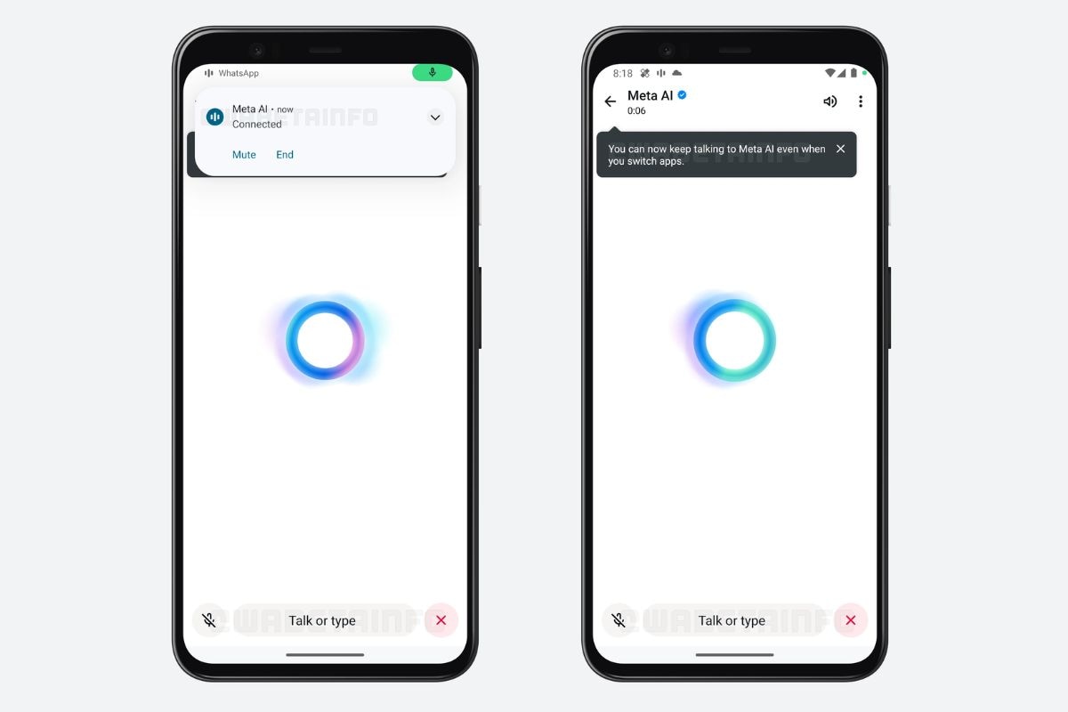 whatsapp meta ai call meta ai sesli arama arayüzü
