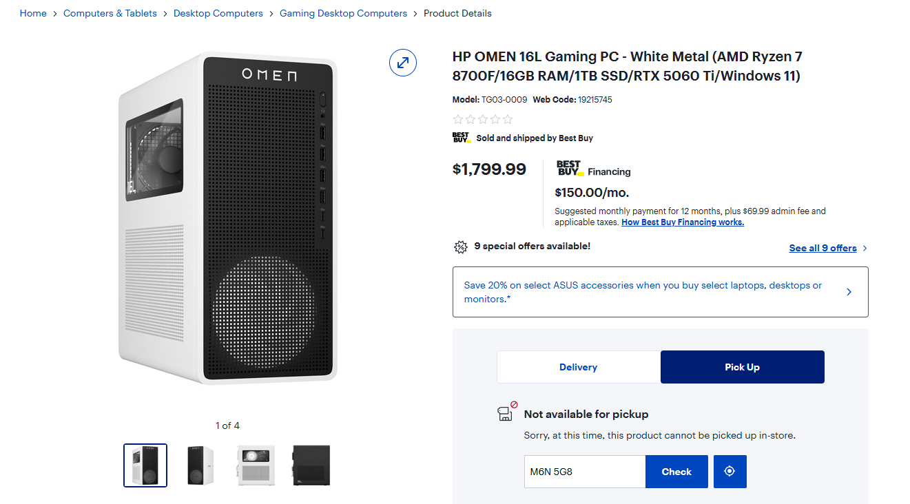 HP Omen 16L PC RTX 5060 TI Best Buy Canada