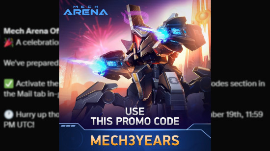 Resmi X hesabında paylaşılan bir Mech Arena kodu.