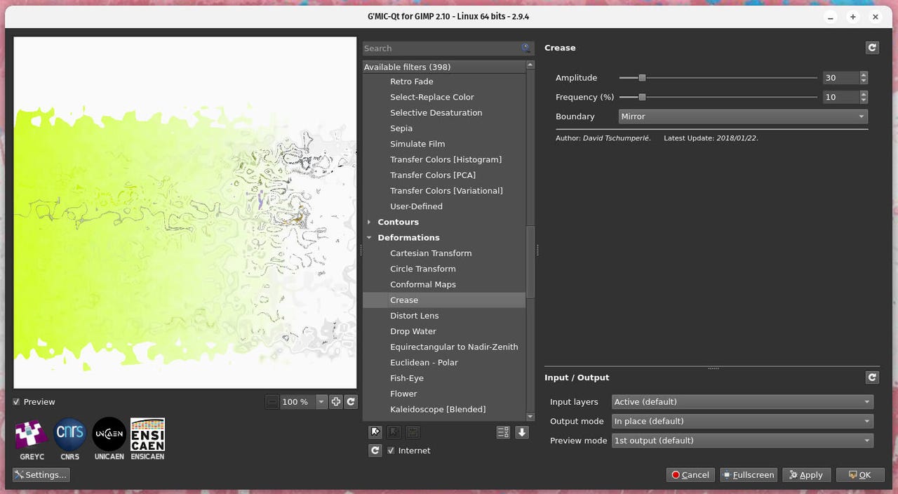 Gimp g'mic-qt aracı.