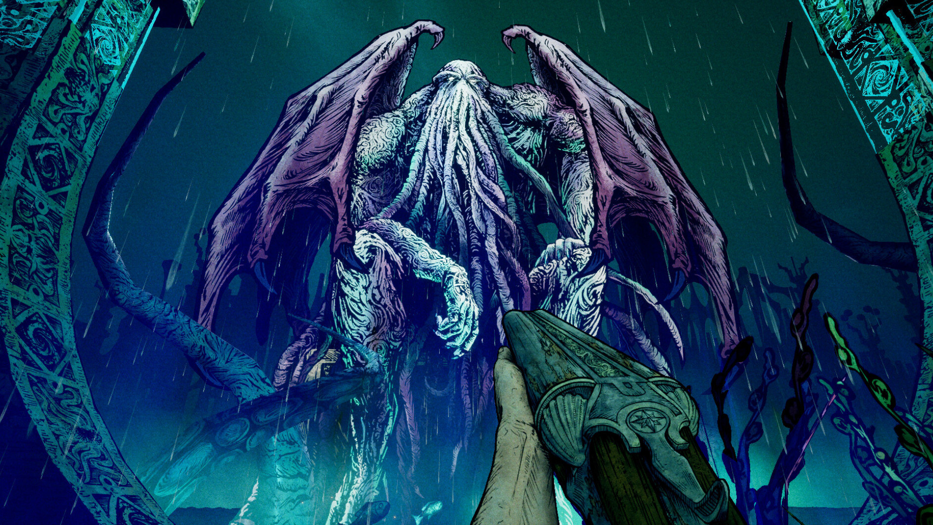 Affe Me Baba 2 - Cthulhu'ya benzer yükselen, kanatlı, dokunaç yüzlü bir figür.