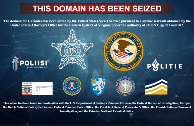 Rus kripto para birimi borsası Garantex'in resmi web sitesinde gösterilen bir afiş.