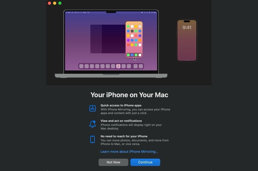 Bir Mac'te İPhone yansıtma işlemini yansıtma işleminin ekran görüntüsü