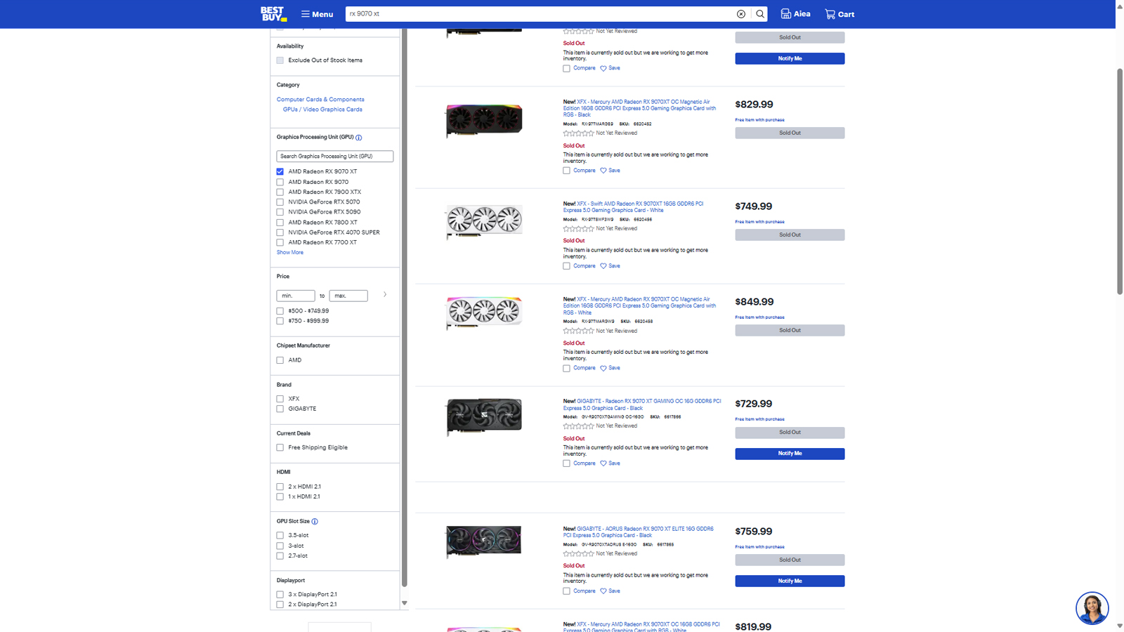 Best Buy'da Stok Dışı AMD RX 9070XT