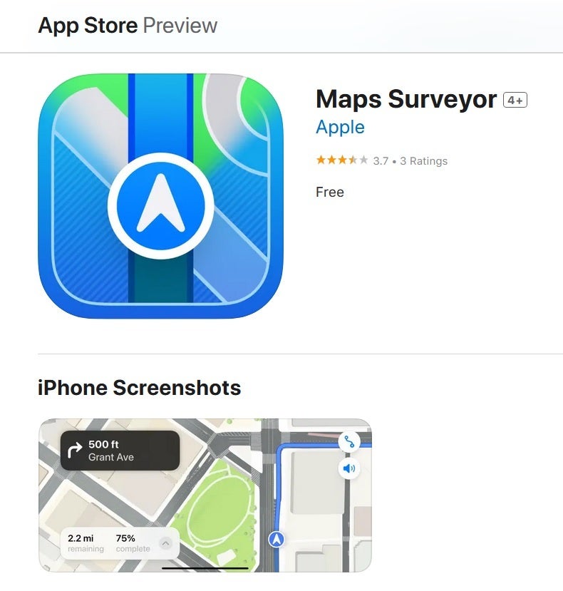 App Store'da çoğu iPhone modelinde görünmez, ancak Apple Maps Surveyor uygulaması web'de görünür. | Image Credit -Phonearena - Apple iPhone kullanıcıları bu uygulamayı yükleyerek ve talimatları takip ederek Apple haritalarını geliştirebilir