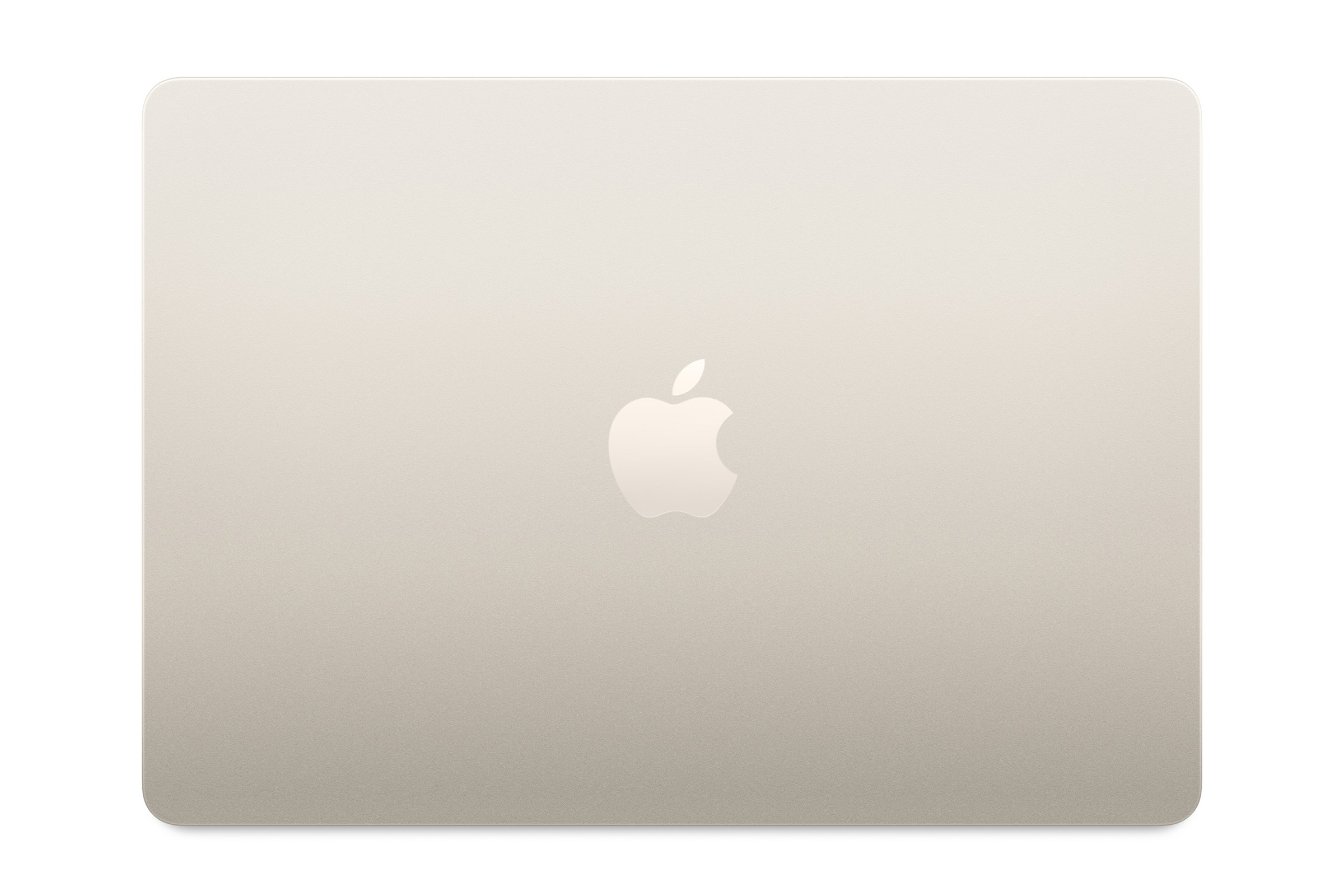 Beyaz bir arka plana karşı yukarıdan 13 inçlik bir MacBook Air M4'ün görüntüsü.