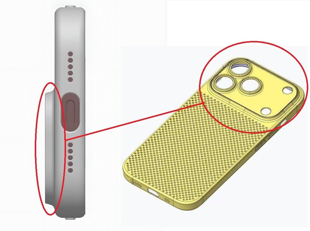 Bir iPhone 17 Pro Kılıfının işlenmesi yanlıştır, çünkü sahip olması gereken kenardan kenara tasarım yerine arkanın sadece bir tarafında bir kamera yumruğu gösterir. | Image Credit -Phonearena - Bir iPhone 17 Pro Case'in bu renderiyle gördüğünüze inanmayın