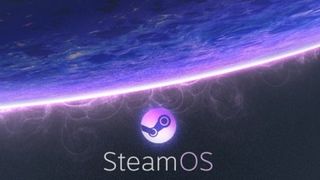 Mor ve Siyah Oluşturulan Bir Arka Planda Steamos Logosunun Bir Görüntüsü