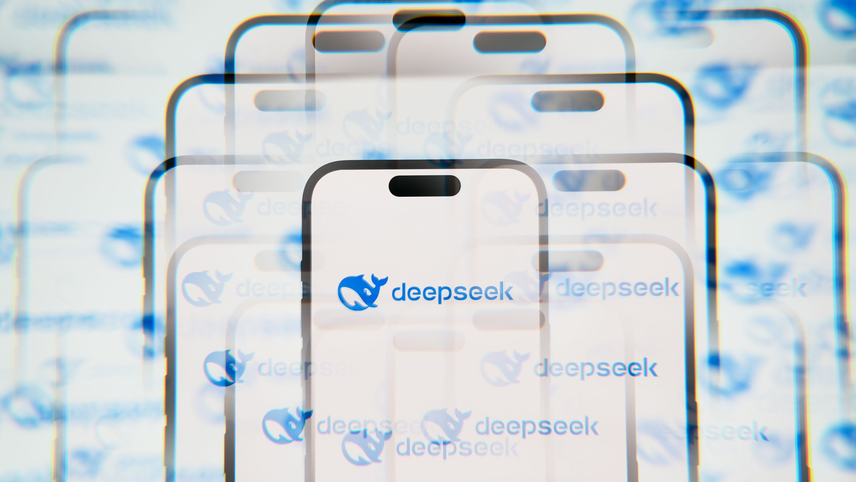 Deepseek logosu mobil bir ekranda görülür.