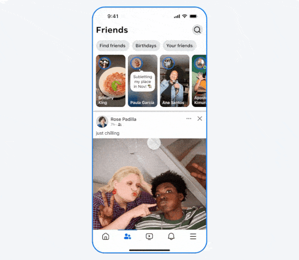 Arkadaşlar Meta arkadaşları Facebook'u besleyin