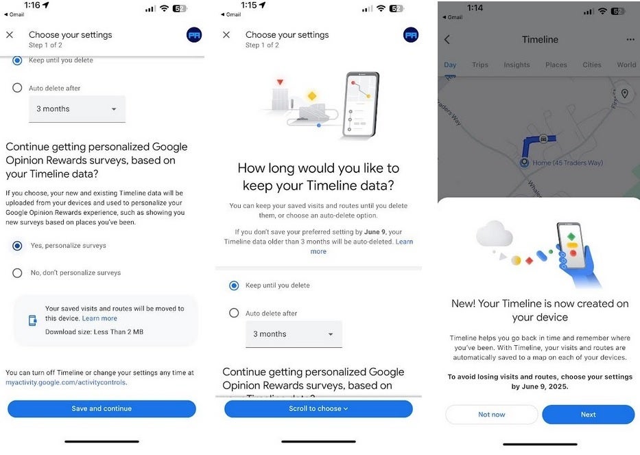 Google, Google Haritalar Zaman Çizelgesi için ayarlarınızı güncellemenizi istiyor. | Image Credit -Phonearena - Google iOS, Android kullanıcılarına bir ültimatom verir. Zaman çizelgesi ayarlarınızı güncelleyin veya verilerinizi kaybedin