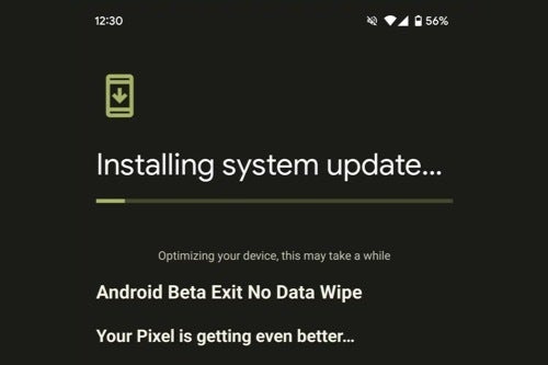 Android Beta Çıkışı Veri Şifresi Yok" Aslında bir sistem güncellemesi indirilirken. | Resim Kredisi - 9to5Google - Google'ın bunu yaptığı için beta test android'i daha olası olabilir