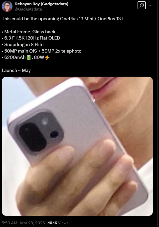 Görüntü Kaynağı - X - İlk olarak OnePlus 13T aka OnePlus 13 Mini Farklı Özellikler ve Epic Pil