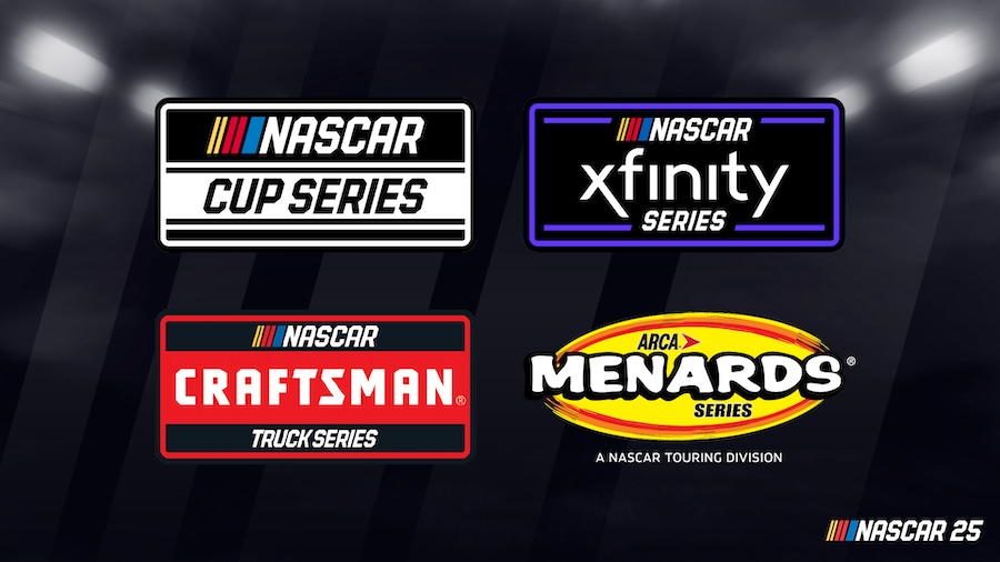 NASCAR 25'te mevcut olacak dört yarış serisinin logoları.