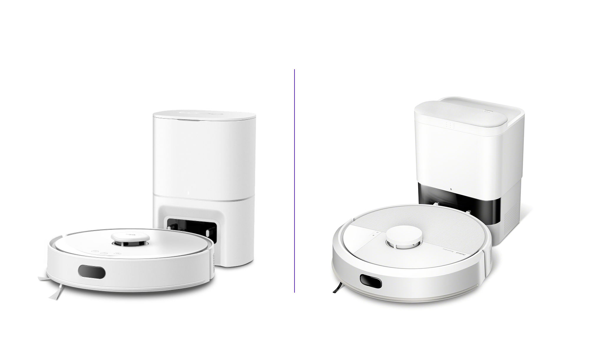 Farkı belirtin: Otomatik boş rıhtım (sağda) ile yeni Roomba 105, TP-Link'in TOPO RV30 Max (solda) ile çok benziyor.