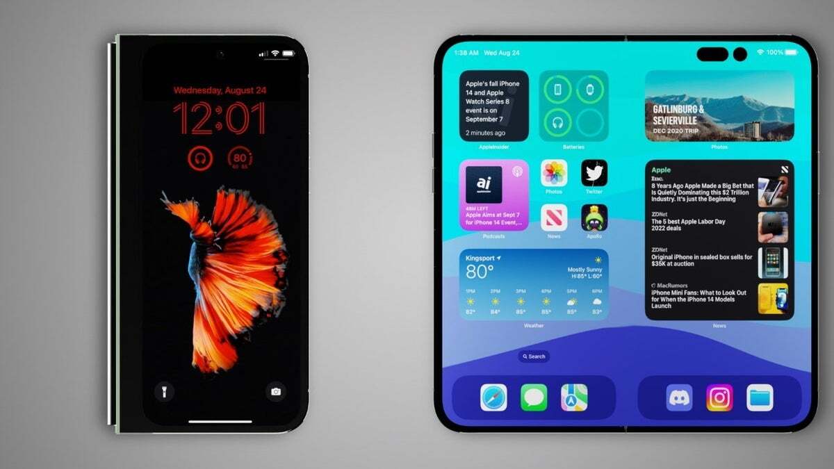 İPhone katının oluşturulması kare iPad benzeri dahili ekranı gösterir.