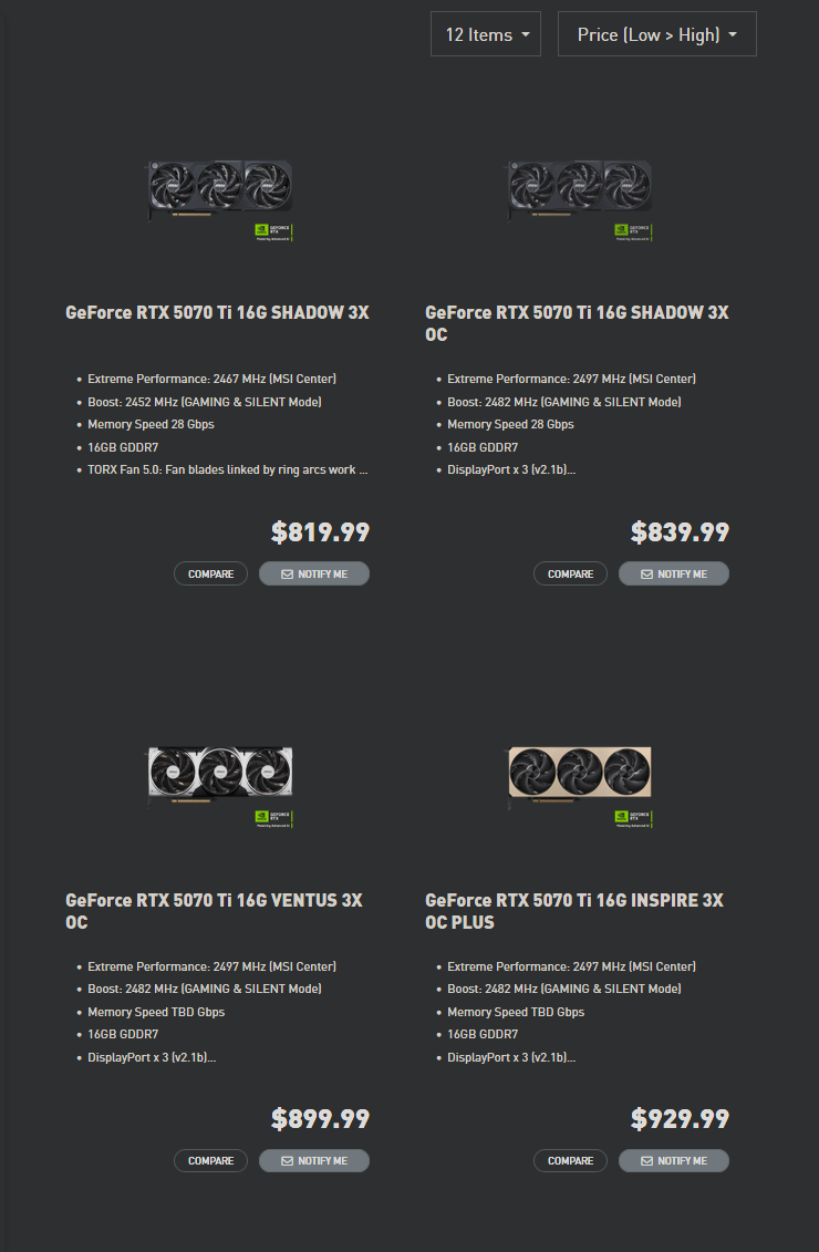 RTX 5070 Ti MSI Scalper