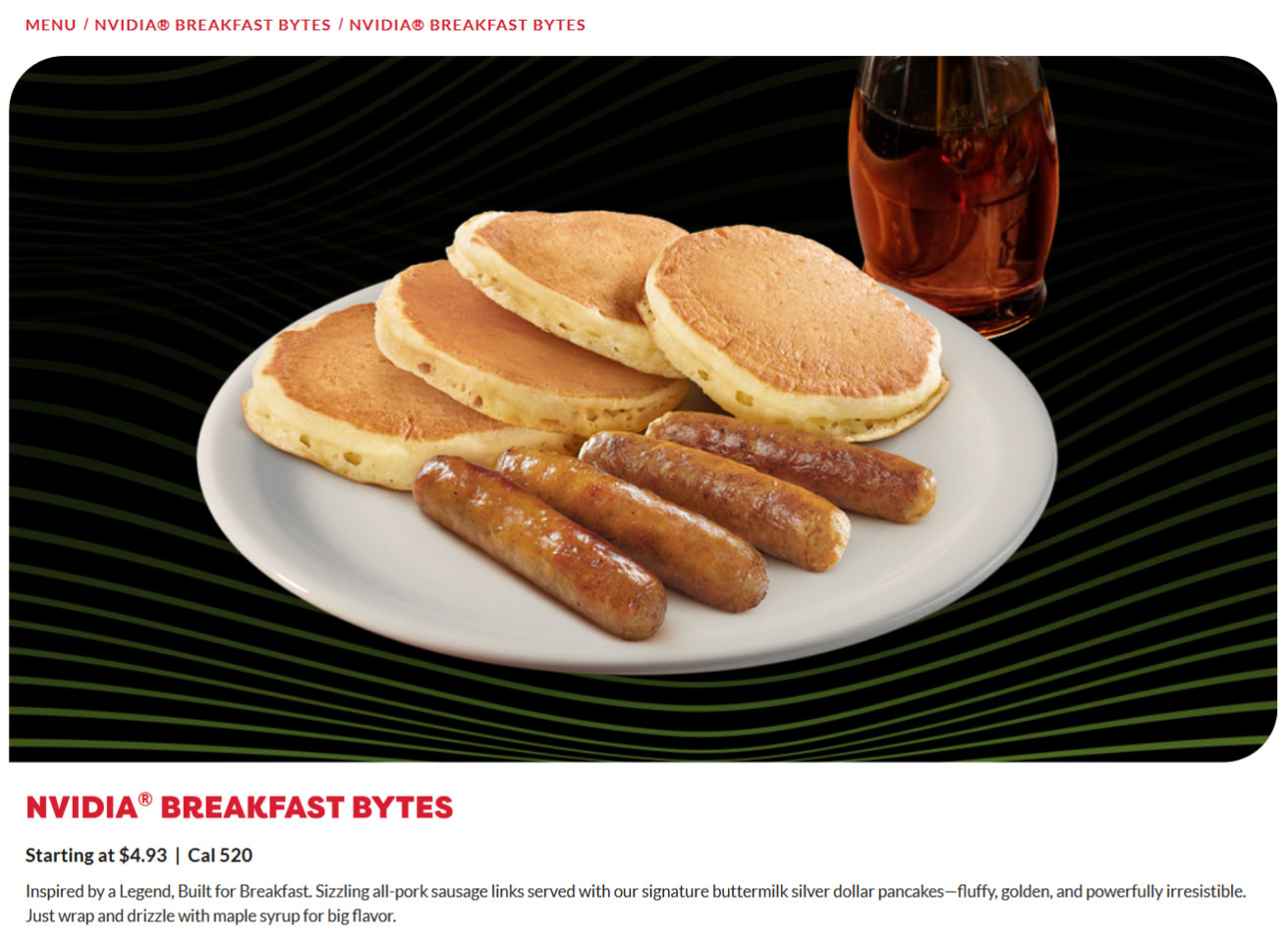 Nvidia kahvaltı baytları Denny's'de mevcut