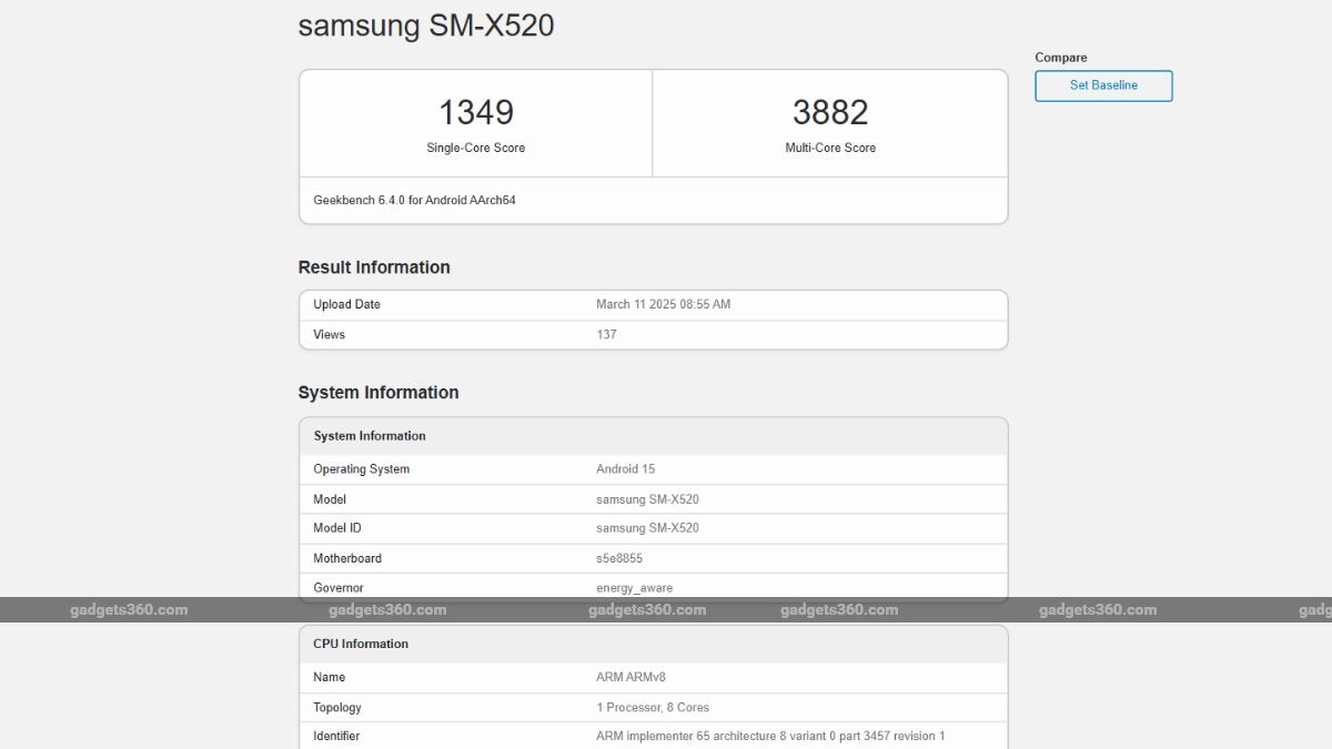 Samsung Galaxy Tab S10 Fe Geekbench Samsung Galaxy Tab S10 Fe