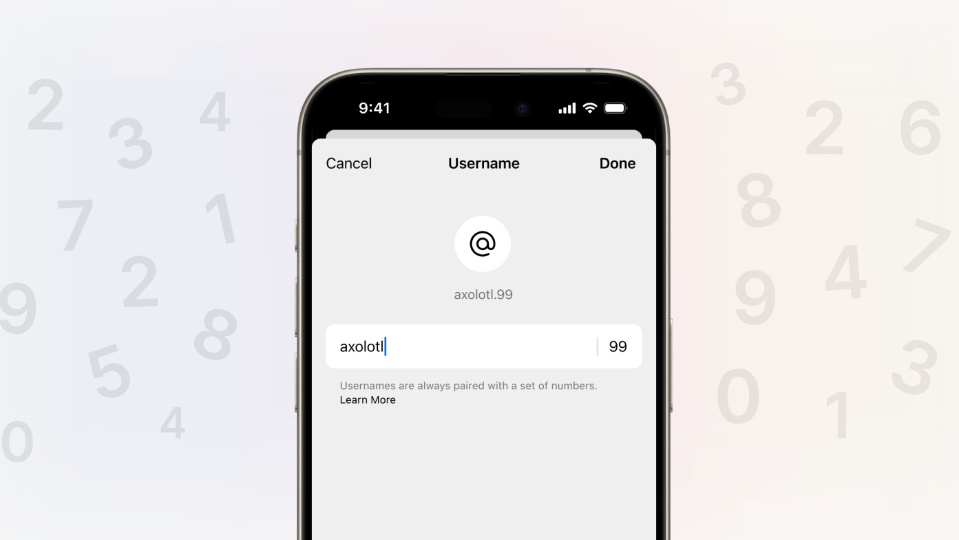 Sinyal uygulamasında kullanıcı adlarını gösteren bir telefon