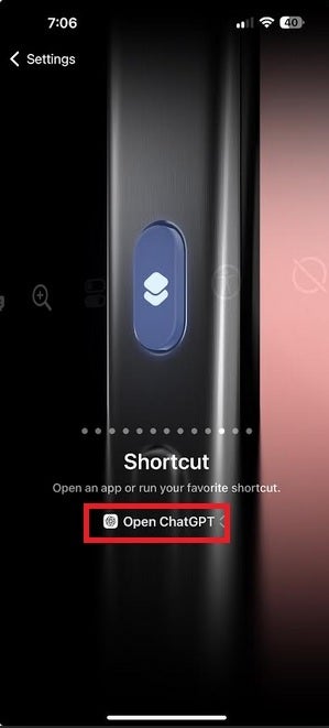 Eylem düğmesi üzerinden bir uzun basın ile chatgpt'i açın. | Image Credit -Phonearena - Chatgpt ve Gemini'yi iPhone'unuzda hızlı bir şekilde açacak şekilde ayarlayın, böylece sorgularınızı yanıtlayabilirsiniz