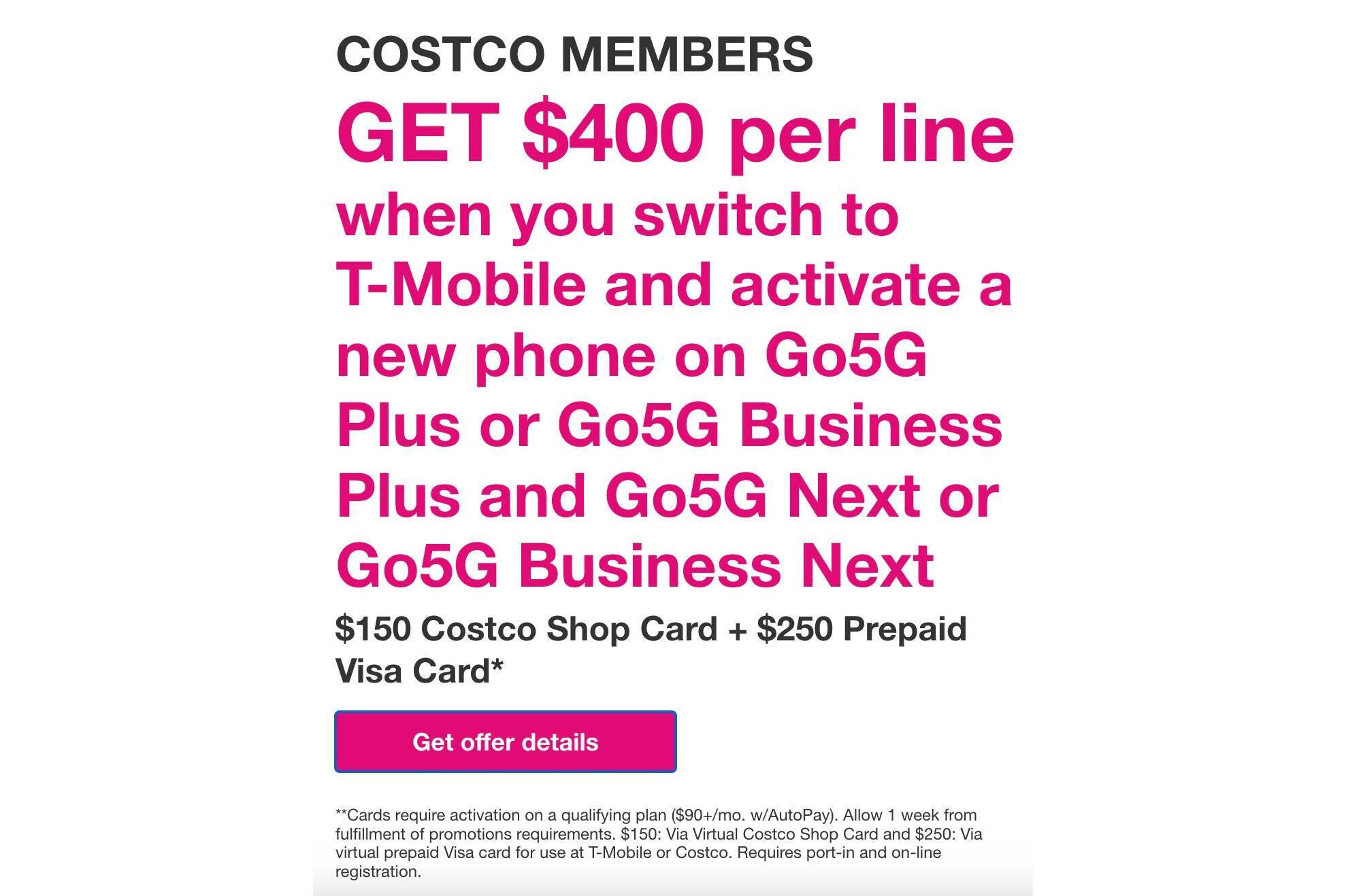 T-Mobile ve Costco'nun mevcut sağlayıcılarını terk etmek isteyen müşteriler için yeni bir anlaşma var. | Resim Kredisi - Costco - T -Mobile, en son teklifiyle sadakatinizi çok iyi satın alabilir