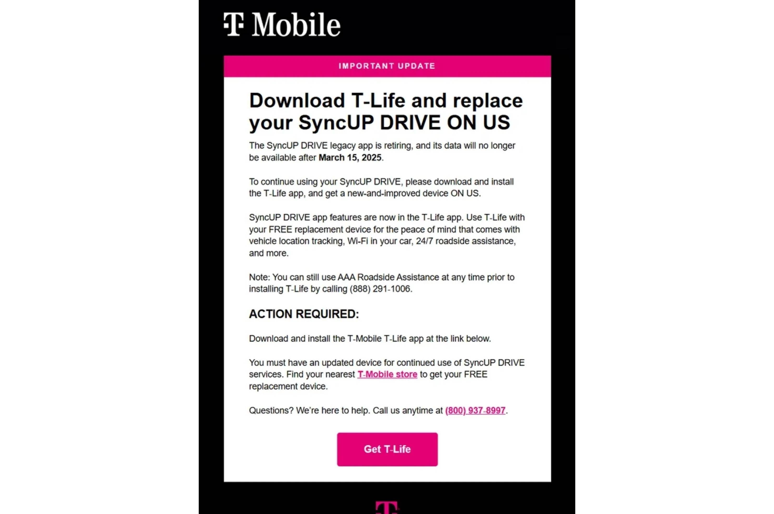 T-Mobile & nbsp; Syncup Drive uygulaması yakında emekli olacak ve bazı eski modeller çalışmayı durduracak. | Image Kredisi - DiyundaLaw - T -Mobile eski bir cihazı nuke edecek ve durumu kurtarmanın tek bir yolu var
