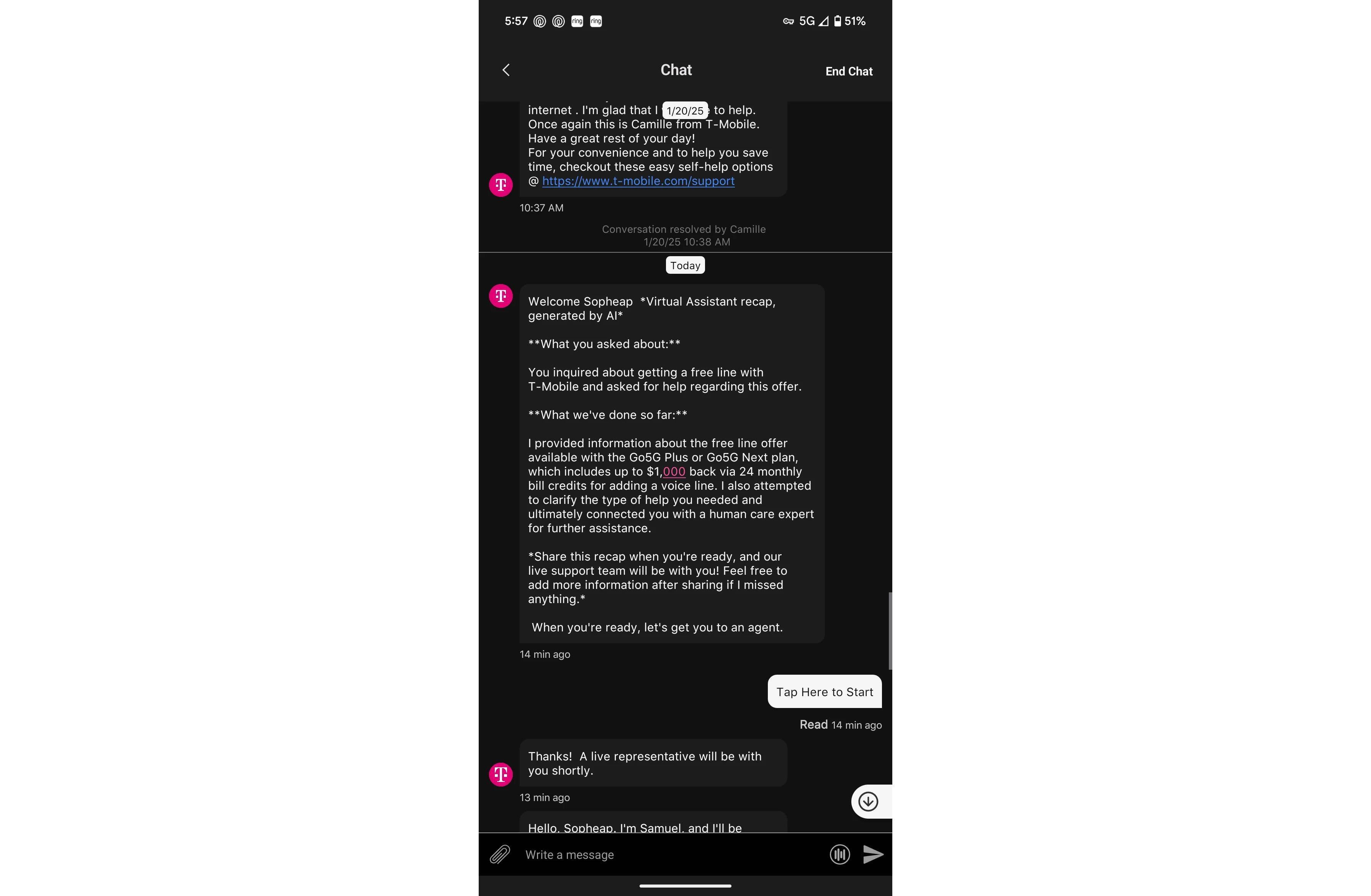 T-Mobile'ın yeni Free Line Teklifi, görünüşe göre & nbsp; Go5g Plus ve Go5G Next müşterileri için. | Resim Kredisi - Reddit Kullanıcı & NBSP; KYO251 - T -Mobile, kargaşa aşırı oran artışından sonra müşterilere başka bir barış teklifini genişletir