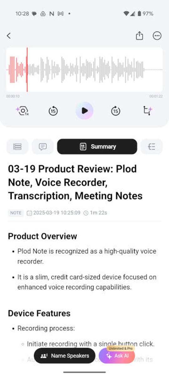 Android'de Plaud Note uygulaması.