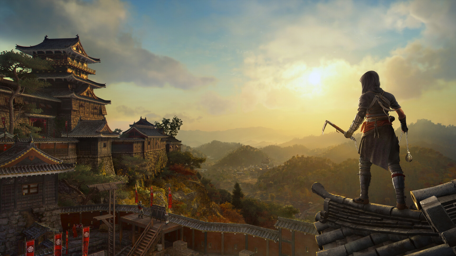 Assassin's Creed Shadows Güncellemesi: Ubisoft Stealth RPG AC Shadows'ta bir vadiye bakan bir ninja