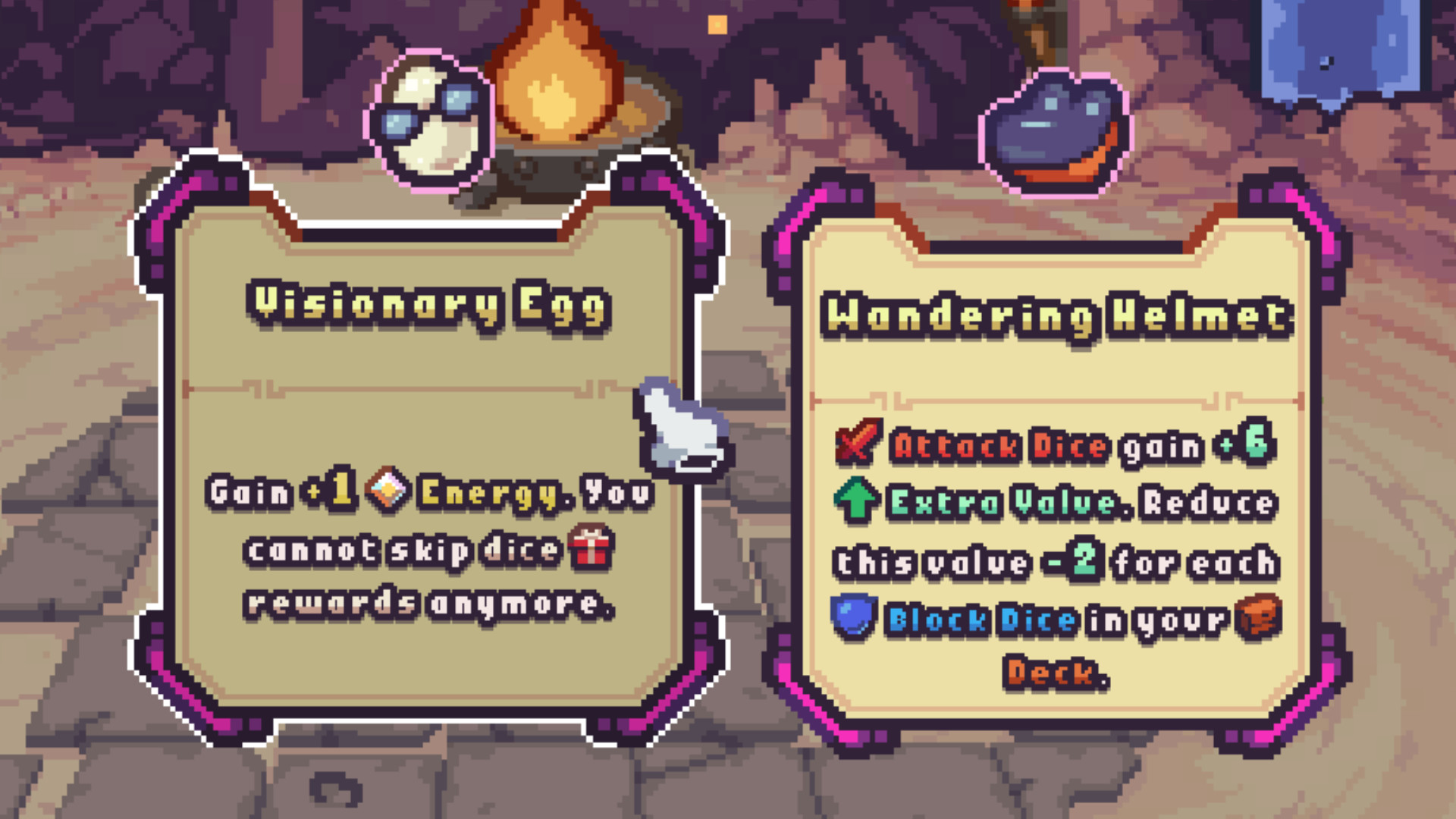 Dingeon-Big-Relics-Up-Casmenary-Egg-Wandering-Helmet-Roguelike-Deck-Step Dungeon'da öl - iki yeni kalıntı, 'vizyoner yumurta' ve 'dolaşan kask'.