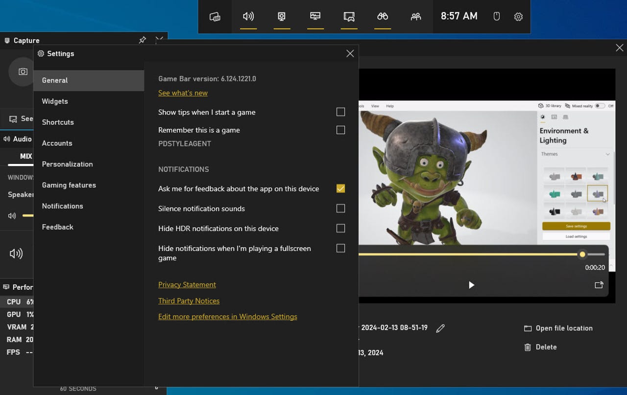 Xbox oyun çubuğu ayarları