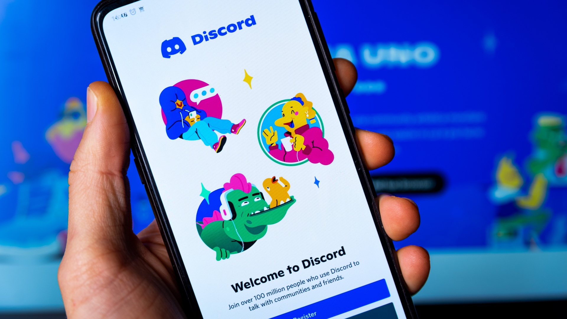 Bir akıllı telefonda görüntülenen Discord Sosyal Medya Uygulaması.