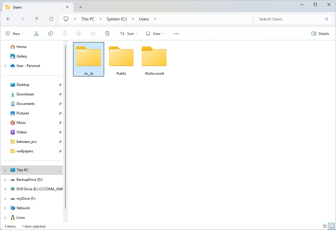 Windows 11 hesap klasörleri