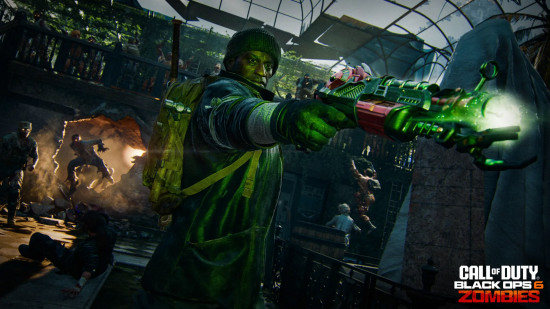 Black Ops 6 Parçalanmış Peçe Ana Görevi: Uzaylı ışın silahı tutan bir adam