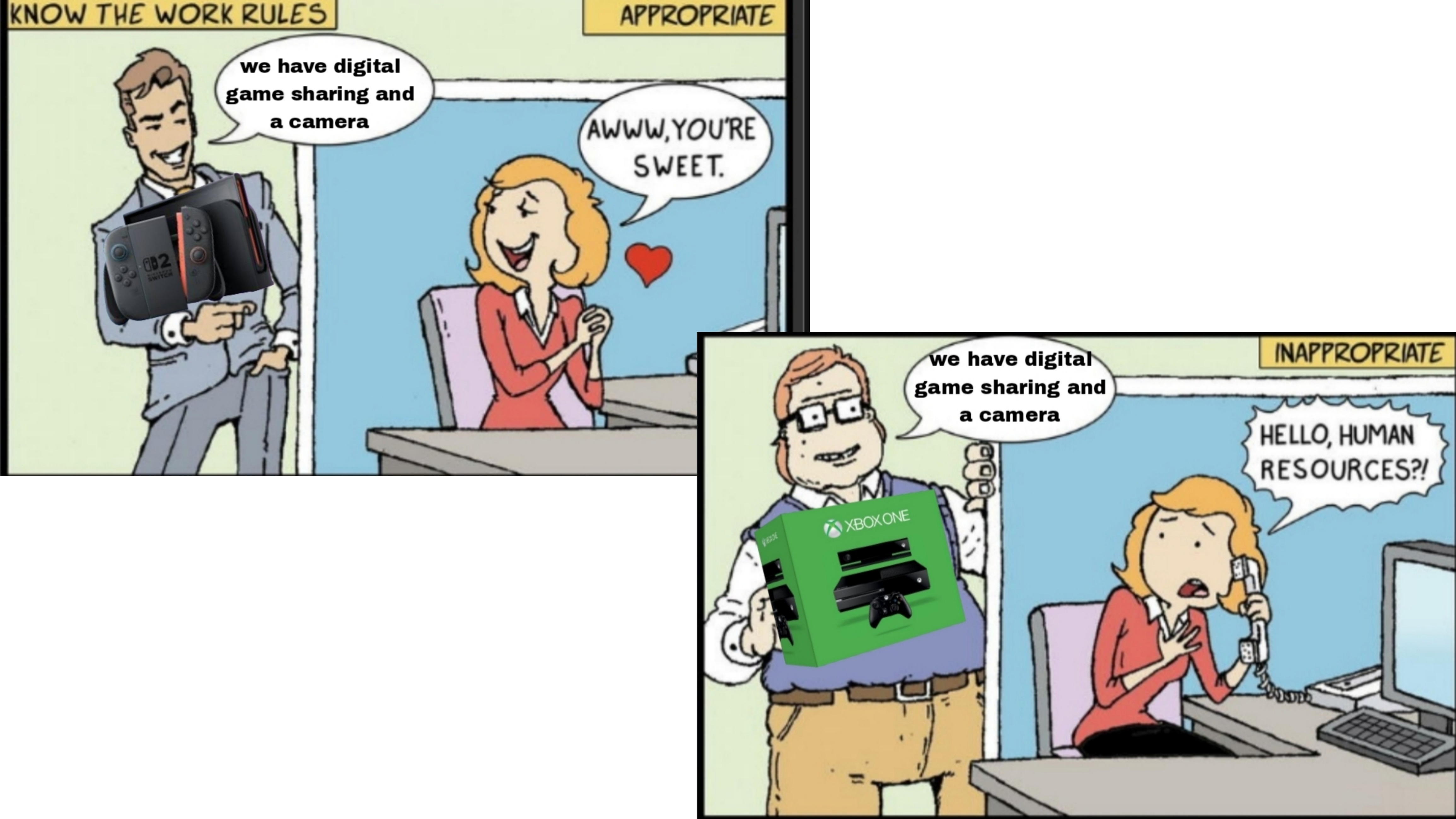 Nintendo'nun sistemlerini bir kamera ve oyun paylaşımı ile tanıtan meme