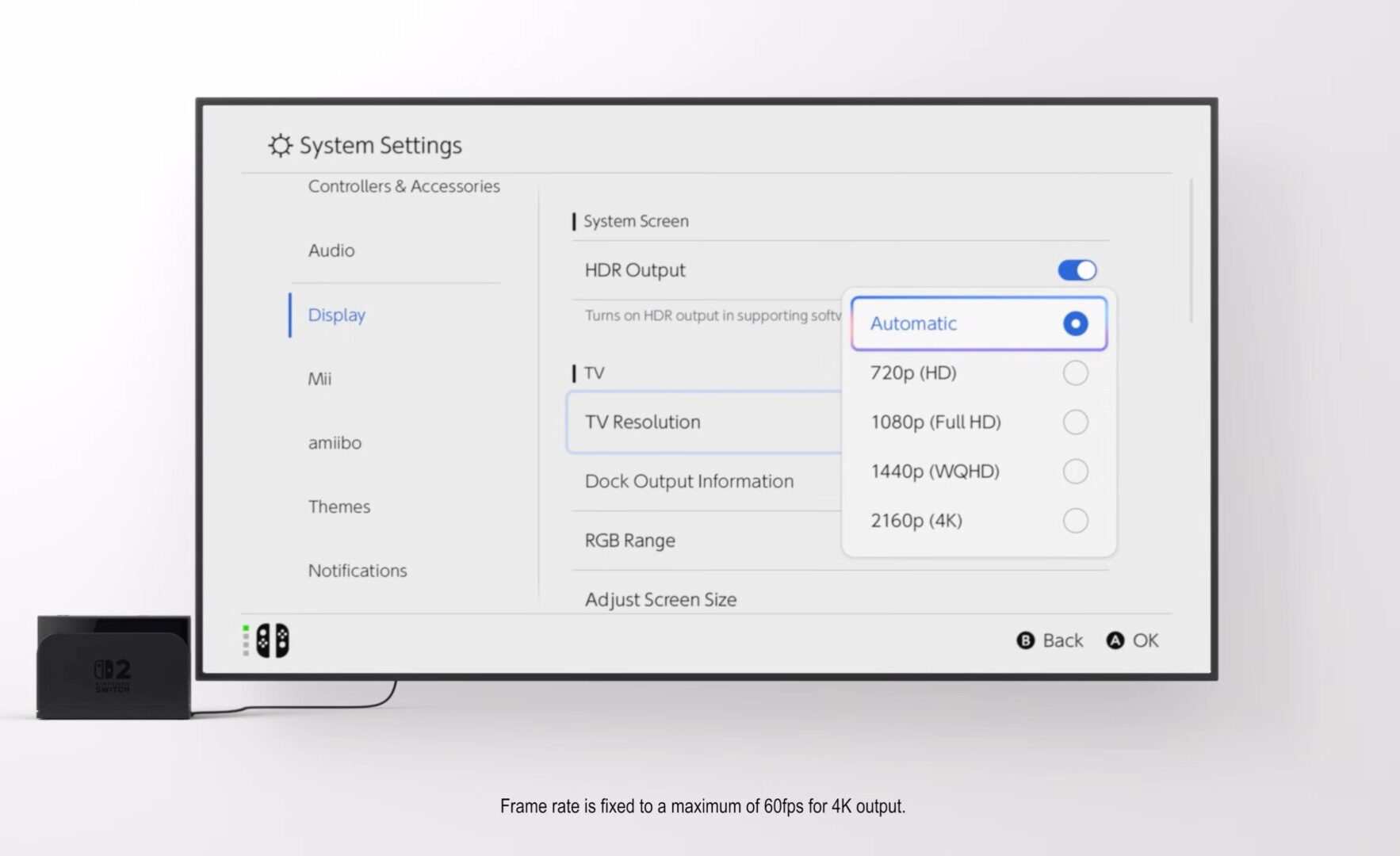 Nintnedo Switch 2 TV 4K Desteği 
