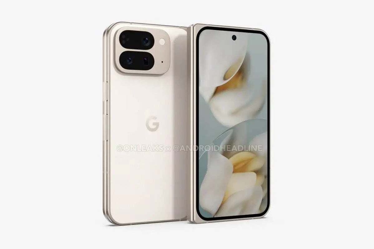 Pixel 10 Pro Fold için Sızan CAD renderlerini tasvir eden görüntü