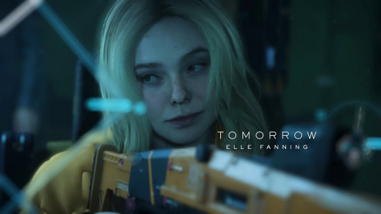 Death Stranding 2 voice actors: a blonde woman with long hair, holding an orange weapon