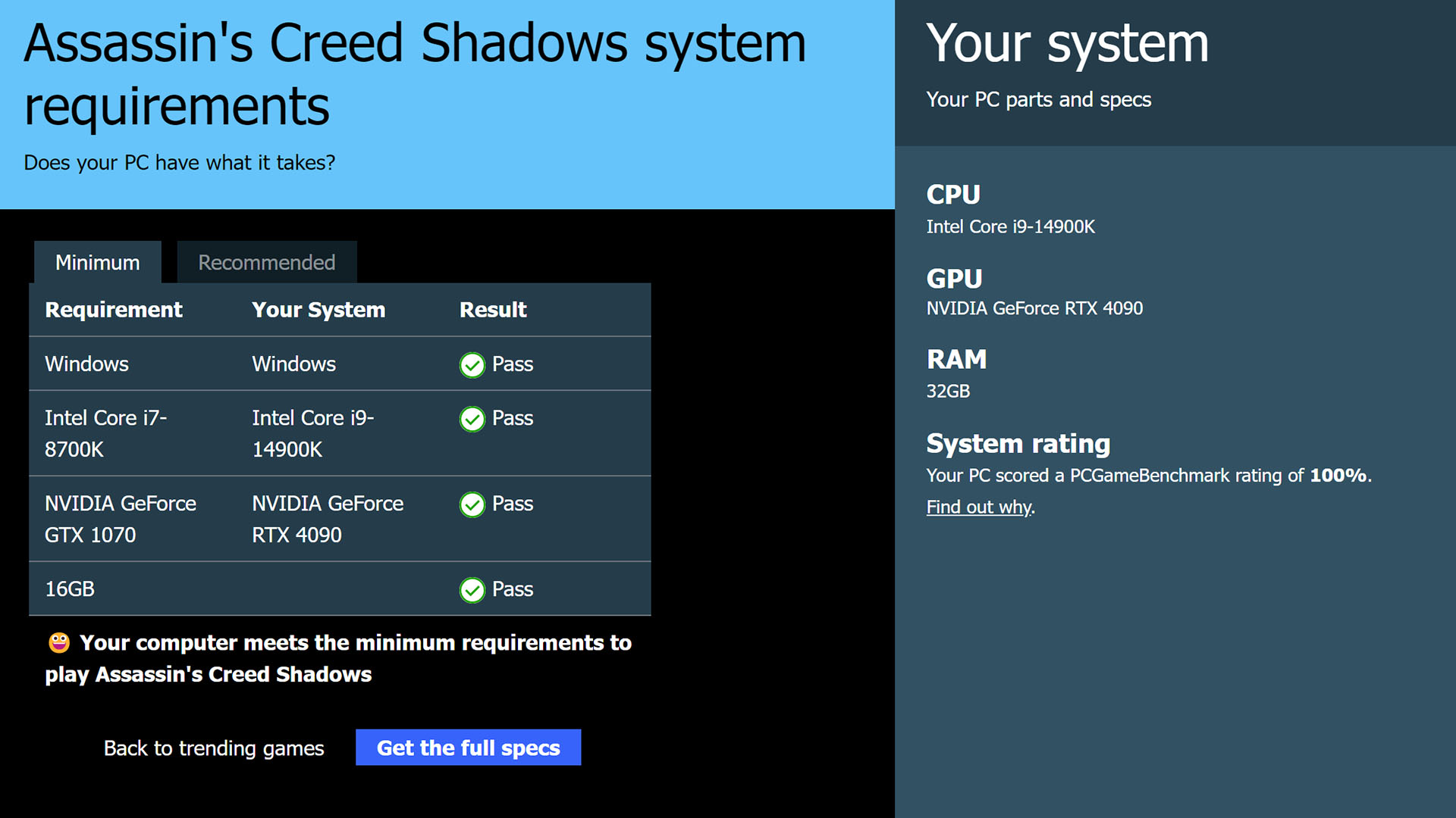 How to benchmark your PC: System requirements test in PCGameBenchmark.