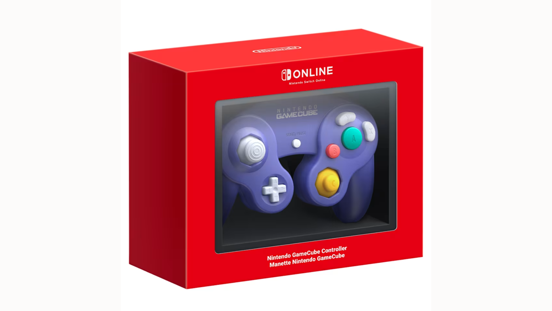 Kırmızı bir kutuda Nintendo Switch 2'nin GameCube denetleyicisi