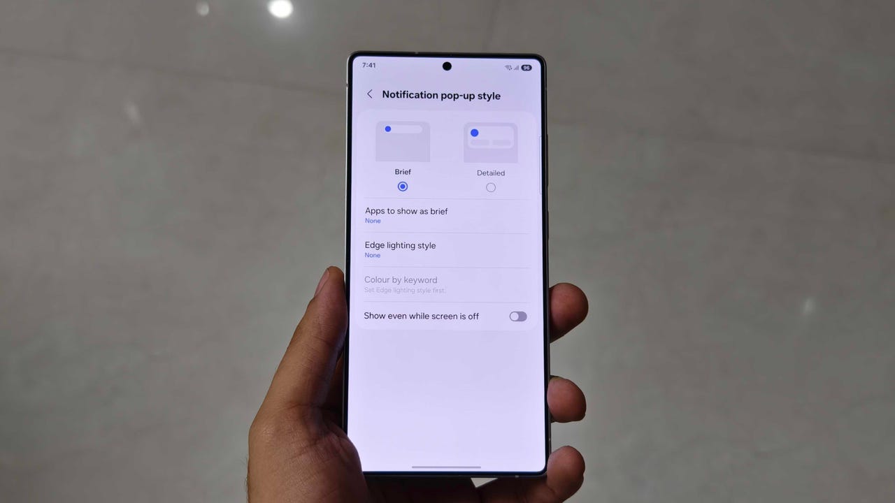 Galaxy S25 Ultra'da pop-up bildirimleri