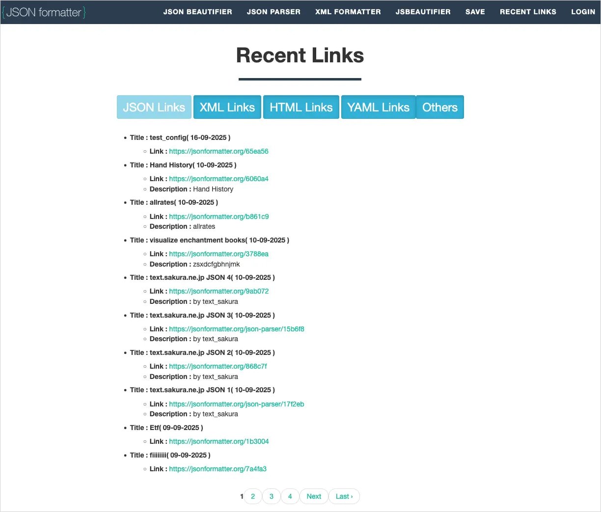 The Recent Links section
