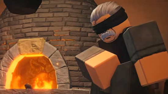 roblox-the-forge-codes-redeem The Forge kodları: Yaşlı, gözleri bağlı bir demirci, bir ocak sıcaklığında dinleniyor.