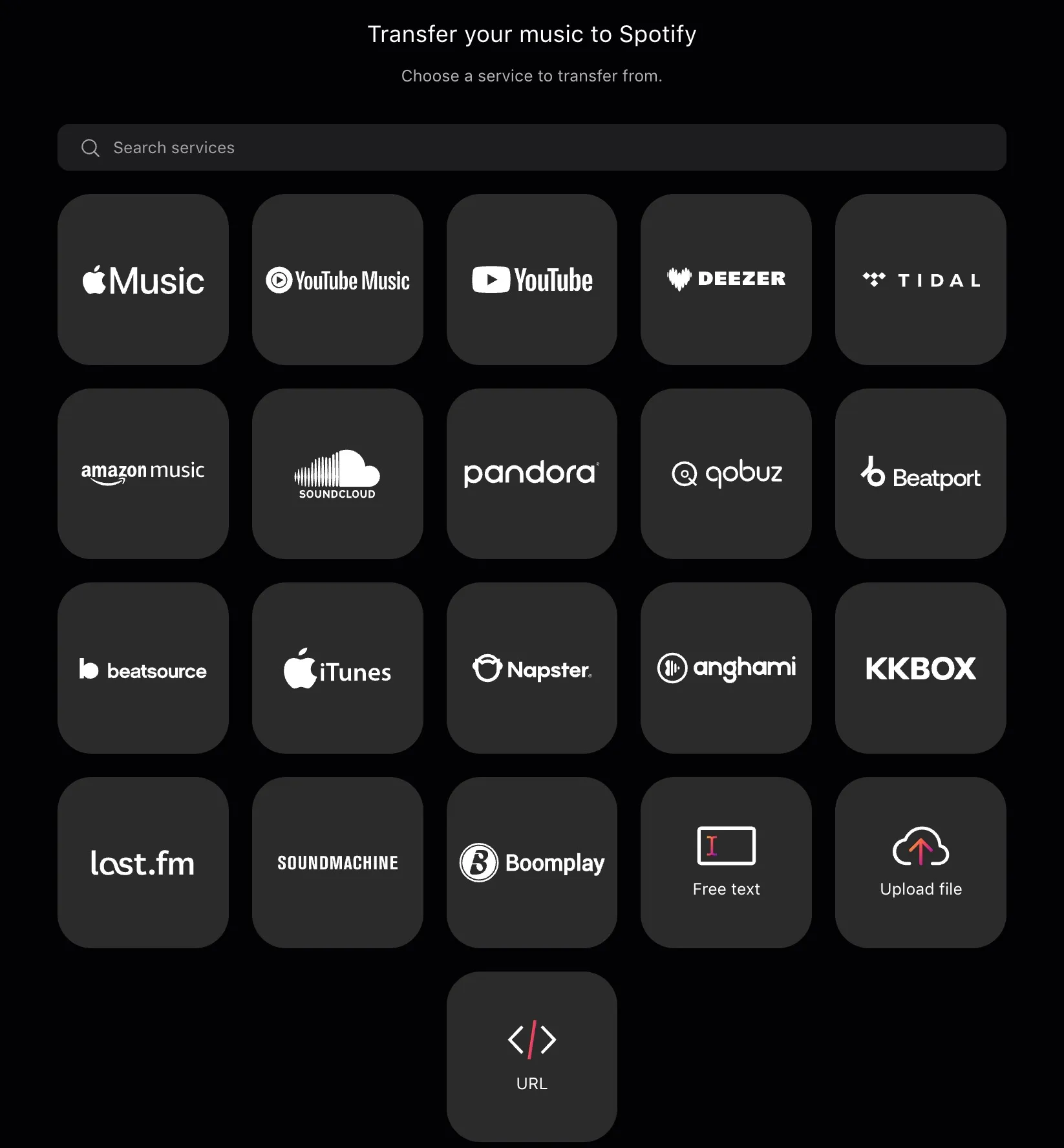 Spotify müzik aktarma özelliği ekran görüntüsü